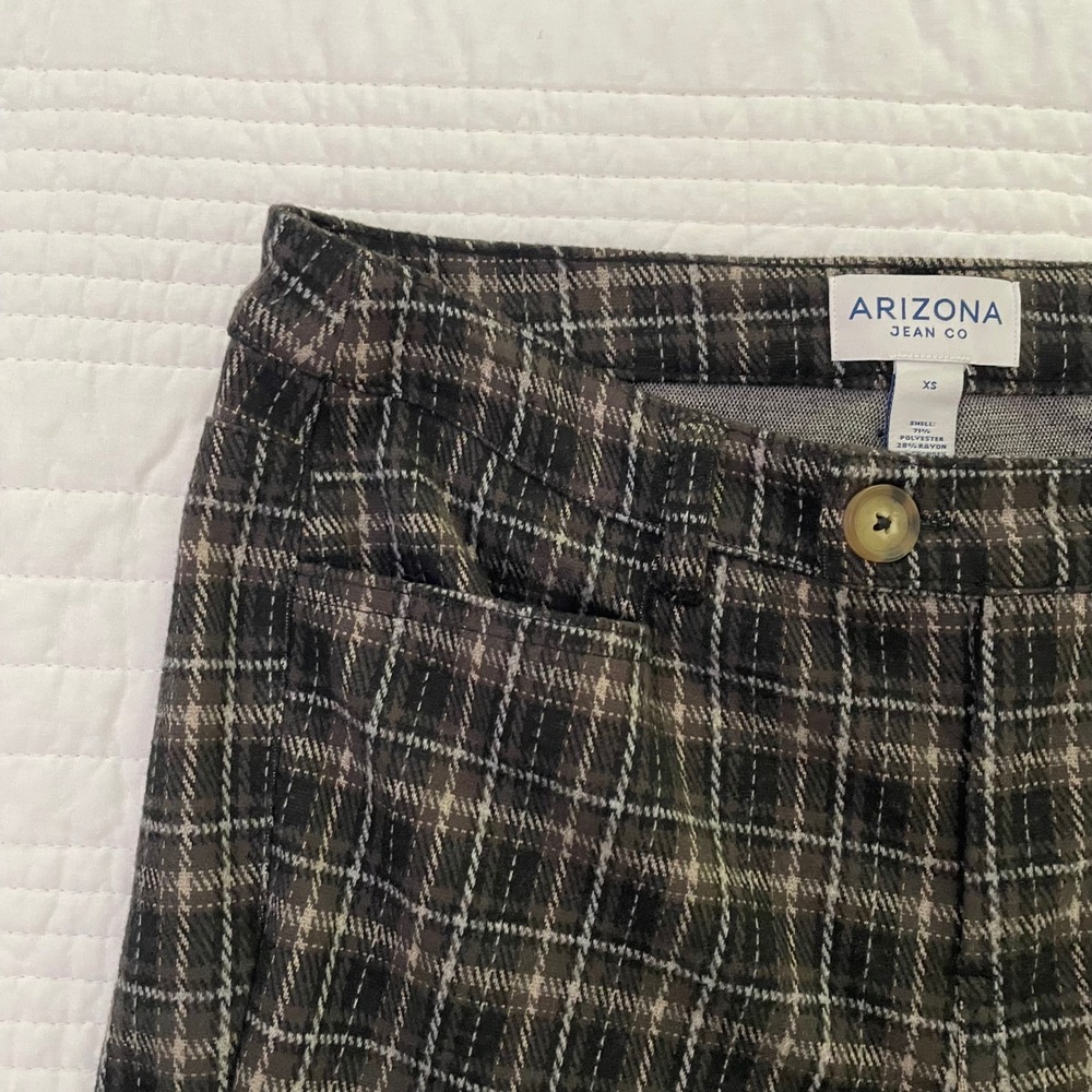 Arizona Jean Co Brown Plaid Flare Leg Pants Juniors XS NWT - Picture 7 of 14